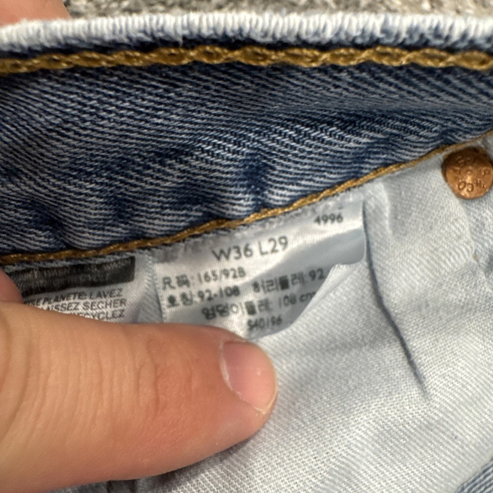 Levis 501 Jeans Mens 36x29 Blue Denim Pants Button Fly Straight Classic Faded‎ - Picture 10 of 16